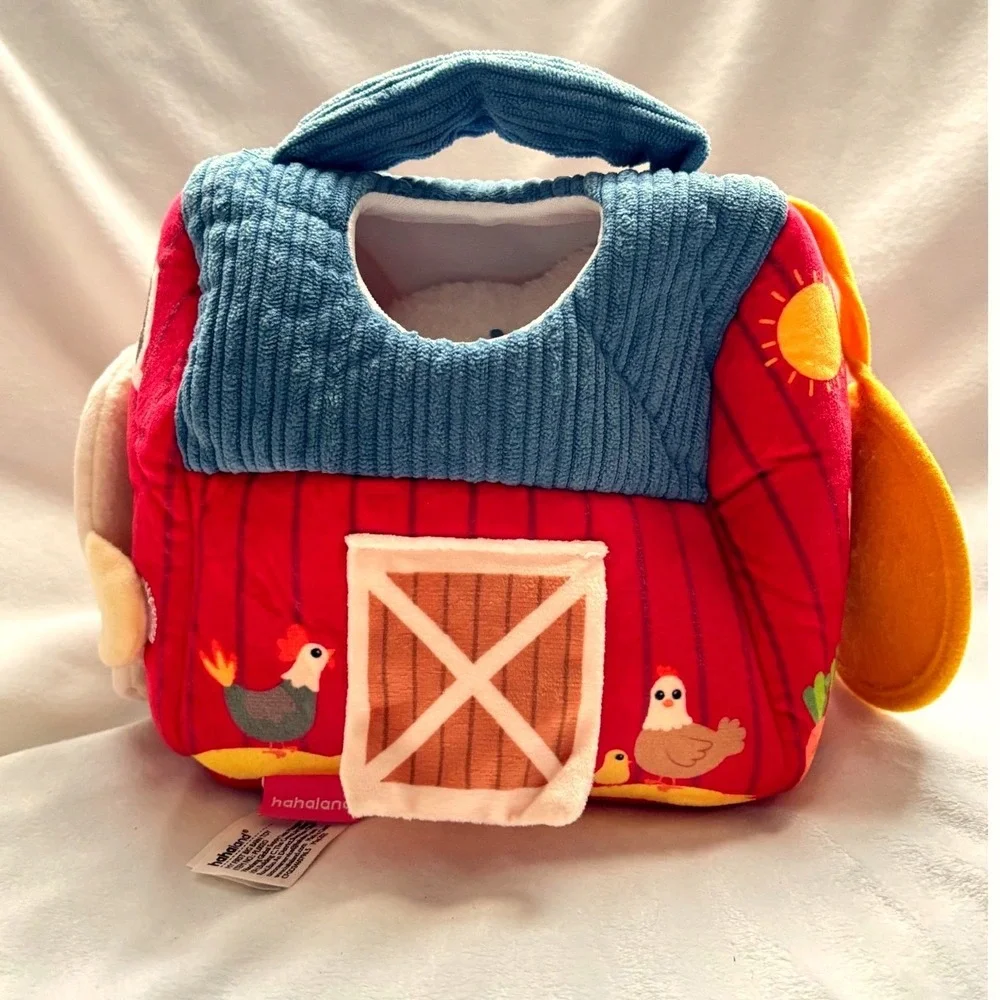 hahaland My First Big Barn Toy Plush Farm Animals Sensory Montessori Baby Set